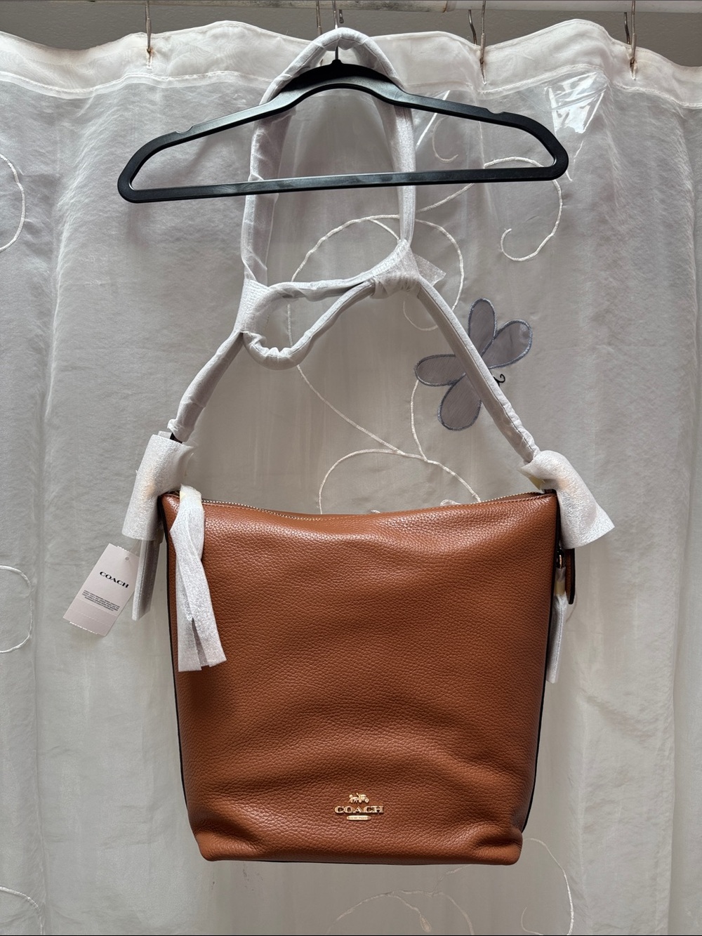 Coach Tan Pebbled Leather Shoulder Bag (C2818 Redwood, NWT)